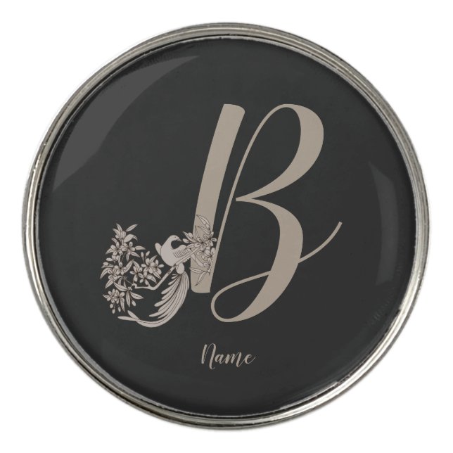 Dove Elegant Monogram Initial B Personalized Golf Ball Marker (Front)