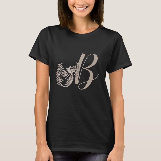 Dove Elegant Monogram Initial B  T-Shirt (Front)