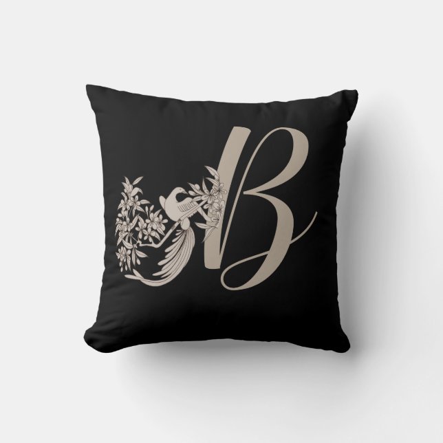 Dove Elegant Monogram Initial B  Throw Pillow (Front)