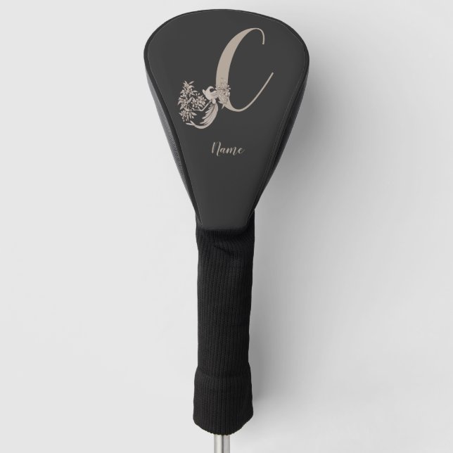 Dove Elegant Monogram Initial C Personalized Golf Head Cover (Front)