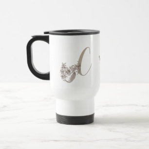 Dove Elegant Monogram Initial C Personalized Travel Mug
