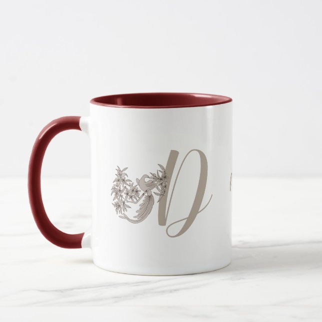 Dove Elegant Monogram Initial D Personalized Mug (Left)