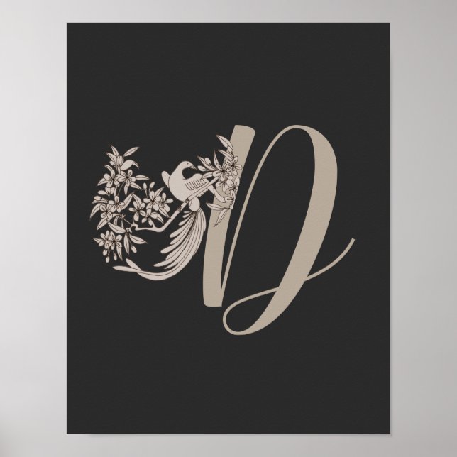 Dove Elegant Monogram Initial D   Poster (Front)