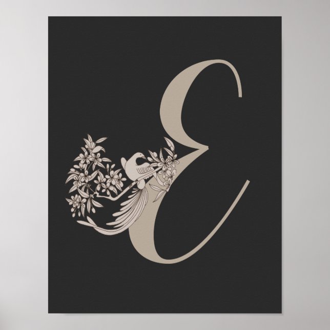 Dove Elegant Monogram Initial E   Poster (Front)