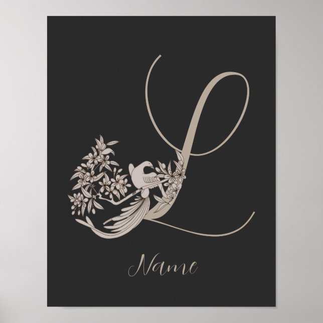Dove Elegant Monogram Initial L Personalized Poster (Front)