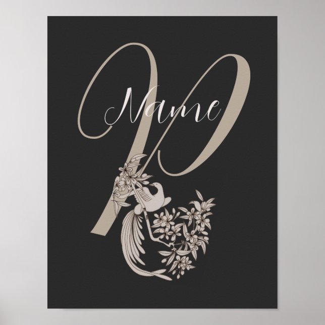 Dove Elegant Monogram Initial P Personalized Poster (Front)