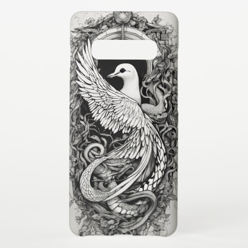 Dove Emerging from the Abyss Black  White Tattoo Samsung Galaxy S10 Case