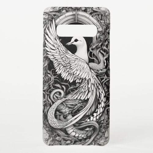 Dove Emerging from the Abyss Black White Tattoo Samsung Galaxy S10 Case