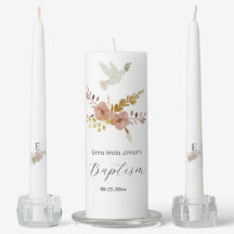 Dove & Florals Baptism Candles