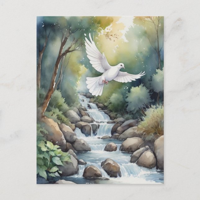 dove flying above stream watercolor #2 postcard (Front)