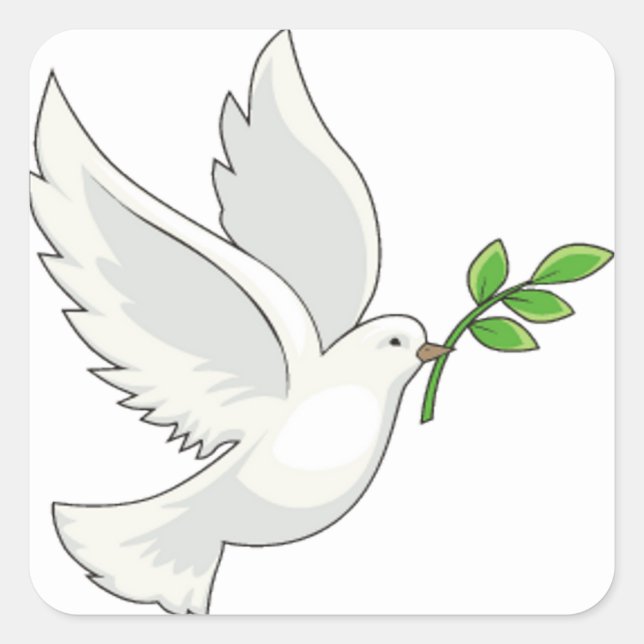 Dove flying with a branch in its mouth square sticker (Front)