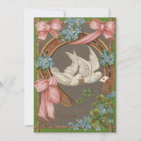 Dove Forget-Me-Not's Horseshoe Wedding Invitation