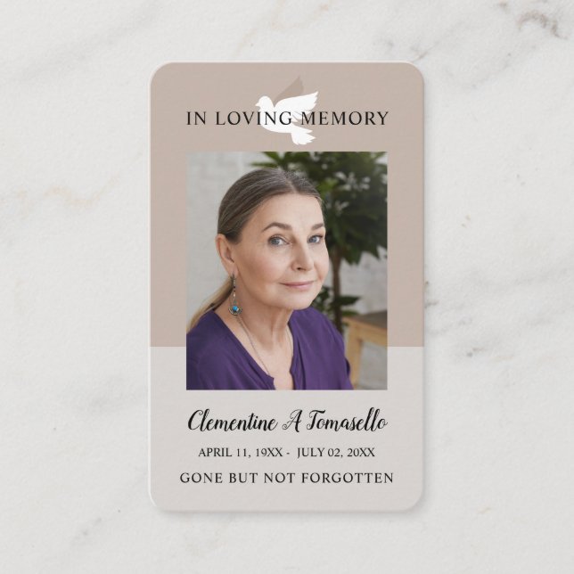 Dove Funeral Memorial Prayer Photo Card (Front)