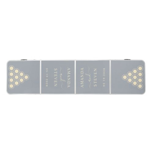 Dove Gray Couple Names with Wedding Date Beer Pong Table