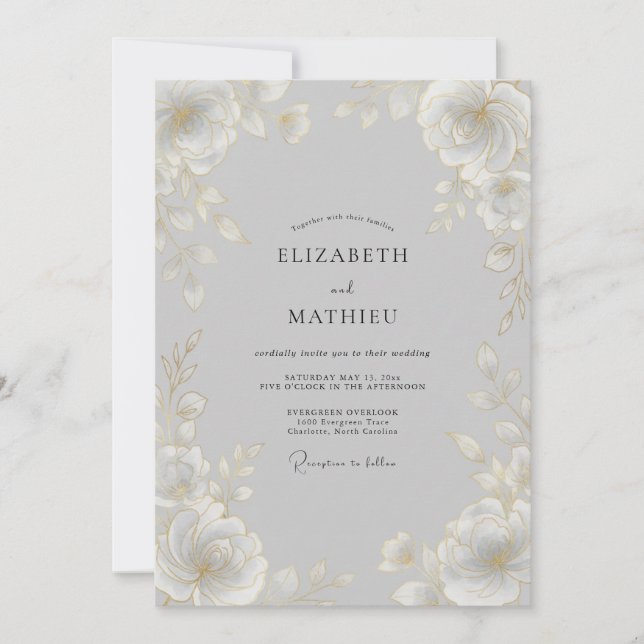 Dove Gray Ethereal Classic Wedding Invitation (Front)