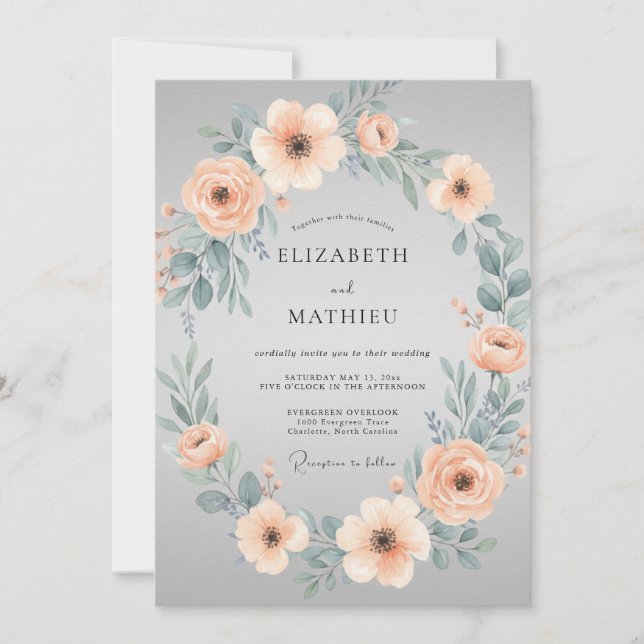 Dove Gray Peaceful Spring Wedding Invitation (Front)
