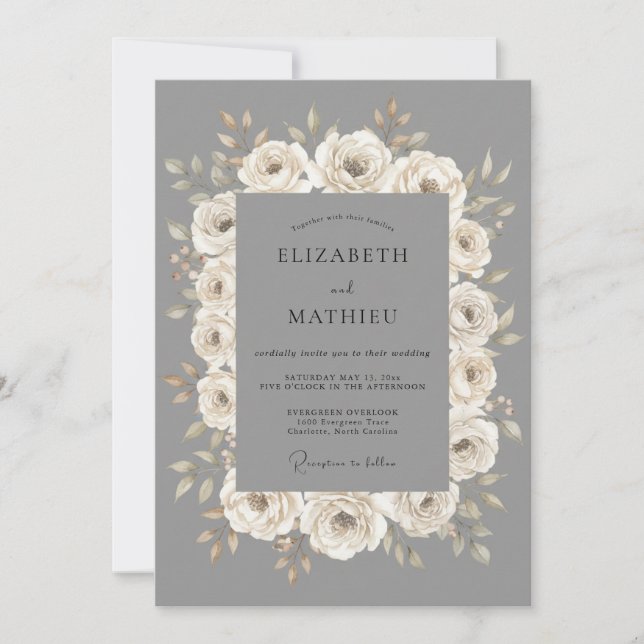 Dove Gray Polished Formal Wedding Invitation (Front)