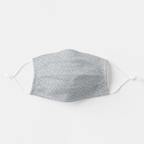 Dove Gray White Rectangle Random Scatter Pattern Adult Cloth Face Mask
