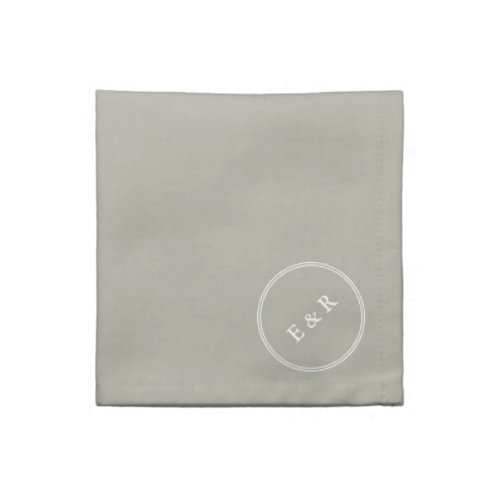 Dove Grey and White Borders and Text Cloth Napkin