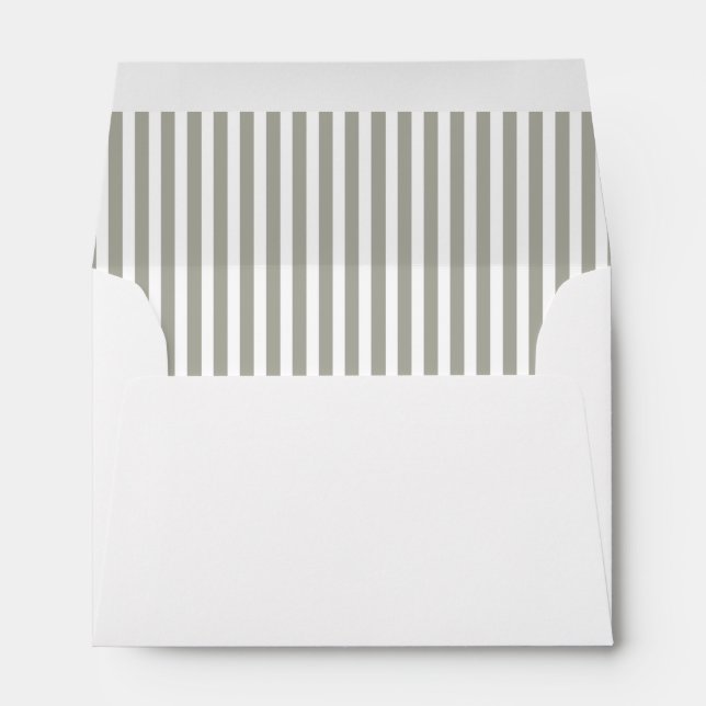 Dove Grey and White Cabana Stripes Envelope (Back (Bottom))