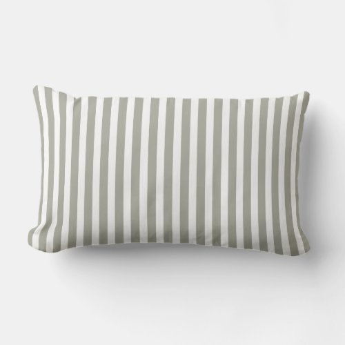 Dove Grey and White Cabana Stripes Lumbar Pillow