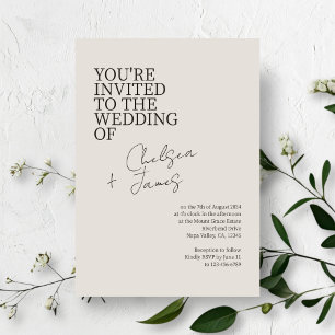 Dove Grey   Chic Script Minimalist Wedding  Invitation