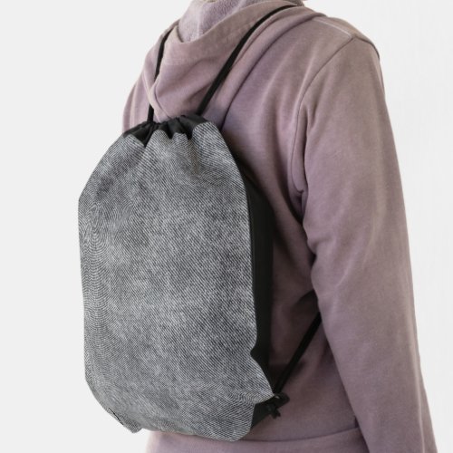 Dove Grey Denim Pattern Drawstring Bag
