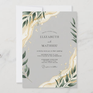 Dove Grey Ethereal Foliage Wedding Invitation