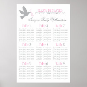 Dove grey pink event seating table plan 1-9 poster