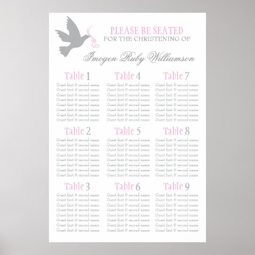 Dove grey pink event seating table plan 1_9 poster