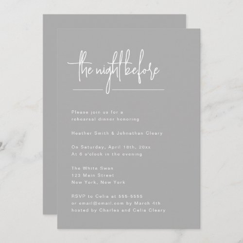 Dove Grey Simple Rehearsal Dinner Invitation