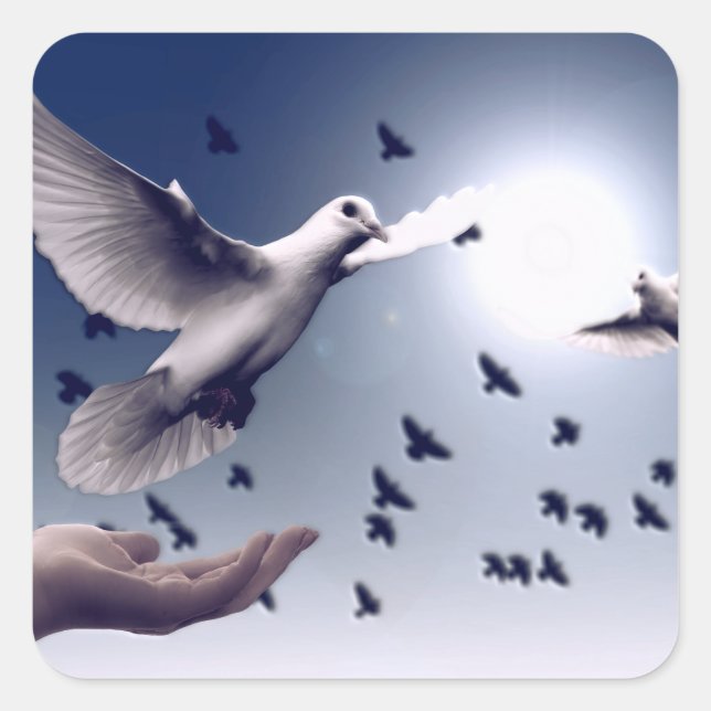 Dove Hand Trust Square Sticker (Front)