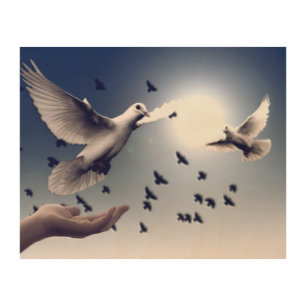 Dove Hand Trust Wood Wall Art