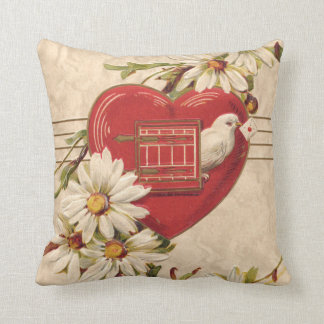 Dove Heart Birdhouse Daisy Daisies Throw Pillow