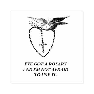 DOVE HOLDING ROSARY CATHOLIC PRAYER VIRGIN MARY RUBBER STAMP