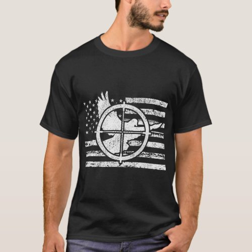 Dove Hunter American Flag Patriotic Hunting T_Shirt