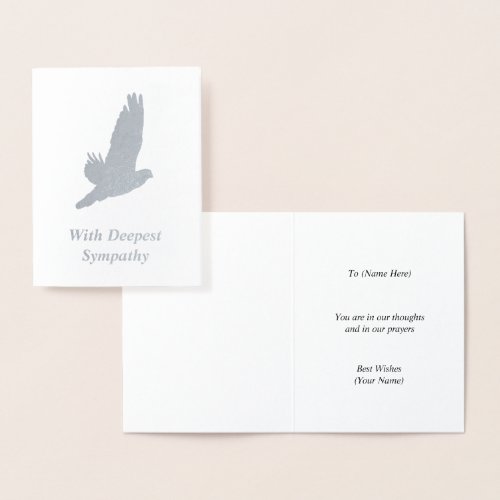 Dove in Flight _ Elegant Silver Sympathy Motif Foil Card
