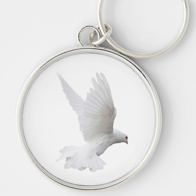 Dove in Flight Premium Keychain (Front)