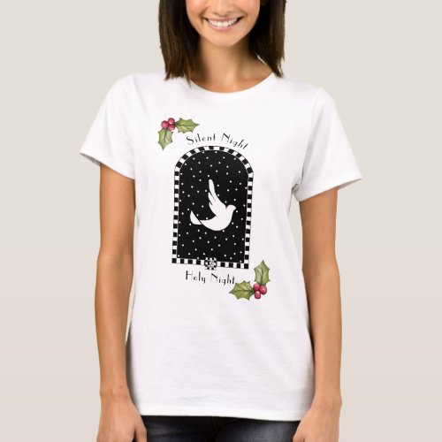 Dove In Snowy Christmas Sky T_Shirt
