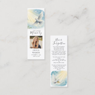 Dove in Sunlight Funeral Keepsake Bookmark  Mini Business Card