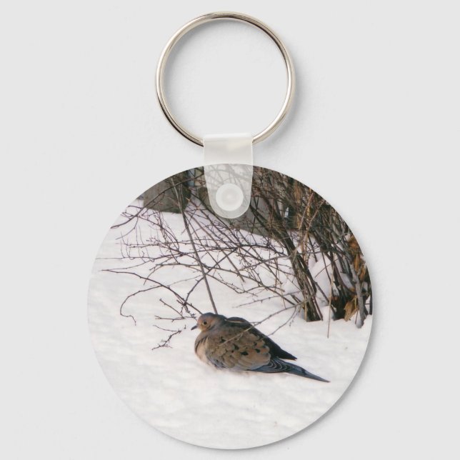 Dove in the Snow Keychain (Front)