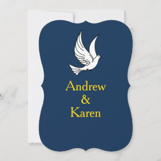 Dove Navy & Gold Wedding Invitation