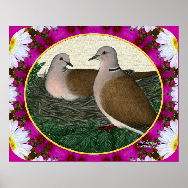 Dove Nest and Flowers Poster (Front)
