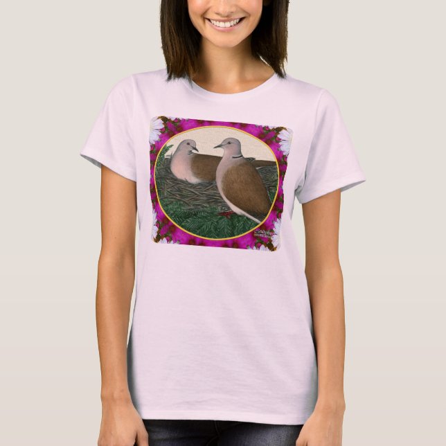 Dove Nest and Flowers T-Shirt (Front)