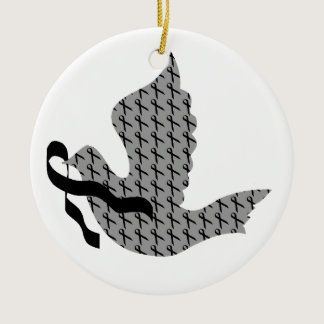 Dove of Hope Black Ribbon - Melanoma Ceramic Ornament