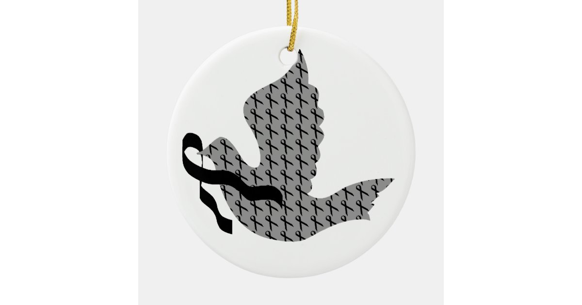 Dove of Hope Black Ribbon - Melanoma Ceramic Ornament | Zazzle