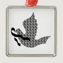 Dove of Hope Black Ribbon - Melanoma Metal Ornament