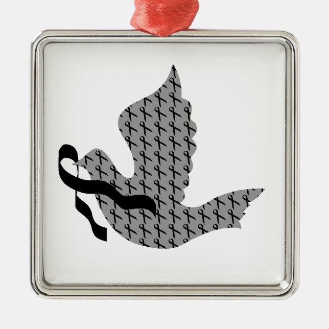 Dove of Hope Black Ribbon - Melanoma Metal Ornament (Front)