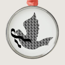 Dove of Hope Black Ribbon - Melanoma Metal Ornament