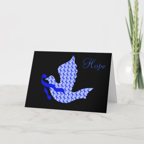 Dove of Hope Blue Ribbon _ Colon Cancer Holiday Card